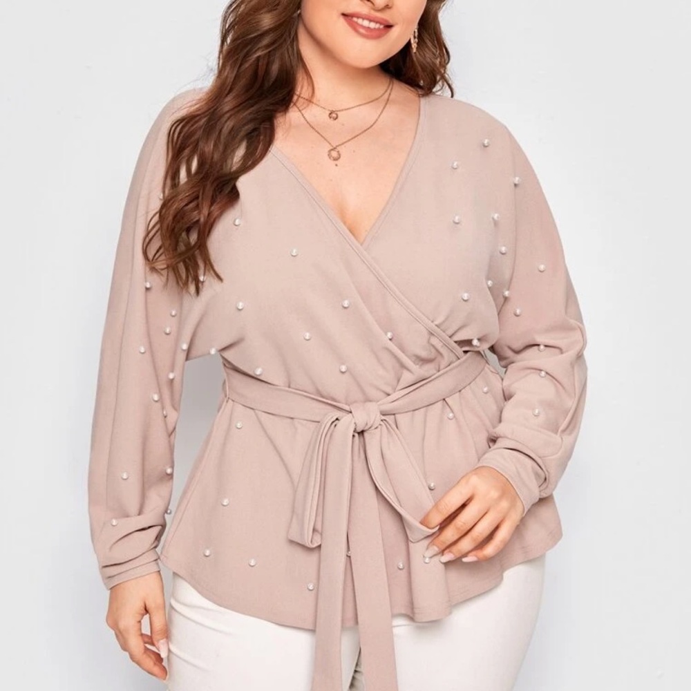 SHEIN Plus Size Dolman Sleeve Wrap Top